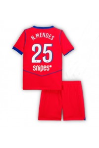 Paris Saint-Germain Nuno Mendes #25 Jalkapallovaatteet Lasten Kolmas peliasu 2025-26 Lyhythihainen (+ Lyhyet housut)